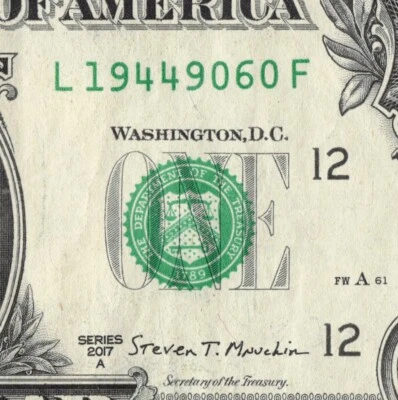 Sep 6 1944 Birthday Date Note Fancy Serial Number One Dollar Bill - Image 1 of 4