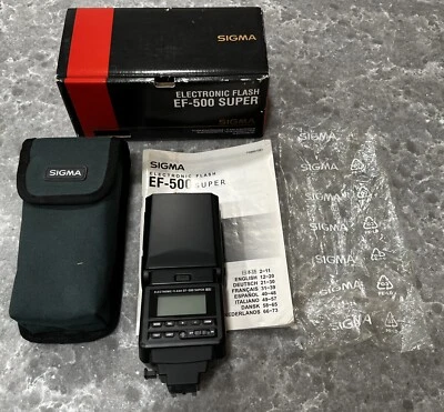 Sigma EF-500 Super MA Electronic Flash for Minolta AF D Cameras + Case + Manual - Image 1 of 3
