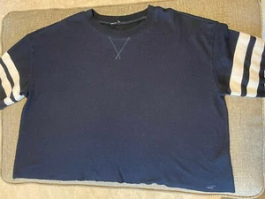 Hollister Women’s Crop Top Medium Navy Oversized Waffle Knit Cozy - Picture 1 of 7