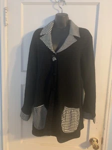 Storybook Knits Black and White Checkered Purse Cardigan Sweater Size 1X - Picture 1 of 8