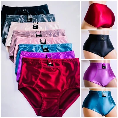 6 Lingerie Satin Panties Womens Underwear Full Coverage Brief Travel Pocket S-XL - Image 1 of 4