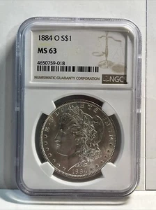 1884 O Morgan Silver Dollar NGC MS-63 Graded Coin $1 Nice Even Mint Luster! - Picture 1 of 2