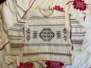 Jersey tejido cable estampado azteca abstracto vintage años 90 St Michael - talla M - Imagen 1 de 9