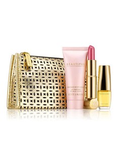Estee Lauder Beautiful Mini,Lotion and Pure Color No 16 Candy Lipstick Gift Set