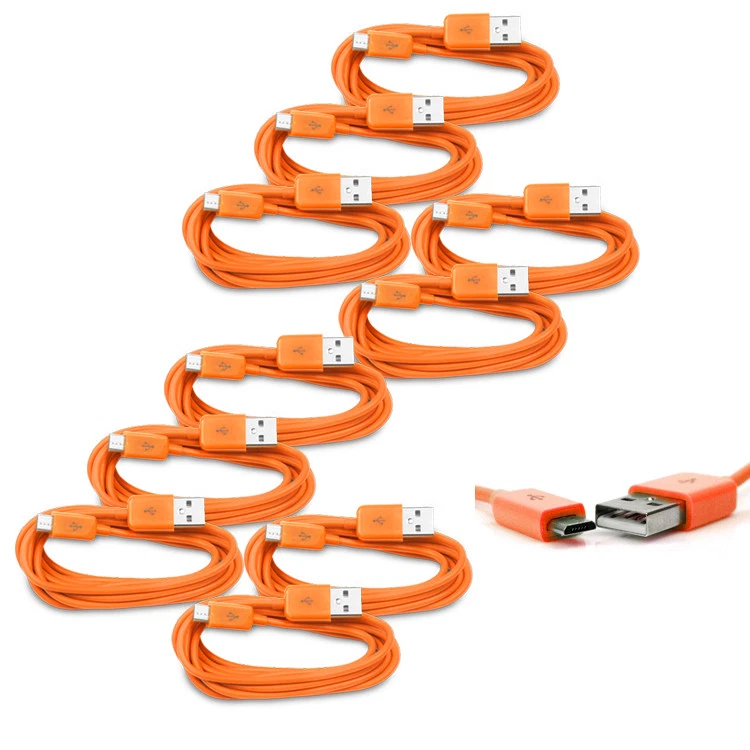 10X 3FT MICRO USB DATA SYNC CHARGER CABLE ORANGE DROID HTC EVO ONE NEXUS KINDLE - Image 1 of 1