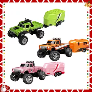 Mini RC Monster Truck USBC Rechargeable Underflow with Trailer,1:64 Scale Alloy - Picture 1 of 16