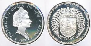 New Zealand 1979 Silver One Dollar $1 (Shield of Arms) - Proof - Picture 1 of 3