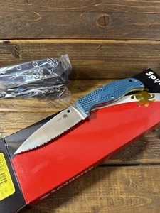Spyderco Enuff 2, K390 Satin Serrated Blade, Blue FRN Handle Collector Club 014V - Picture 1 of 3