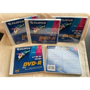 5 New Sealed FUJIFILM Data  Video R4.7 GB 120 Minutes DVD-R Disc Clam Shell Case - Picture 1 of 10