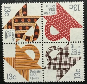 1978 Scott# 1745-1748 - 13¢ - Block of 4 - QUILTS - Mint NH  - Picture 1 of 1