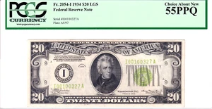 1934 $20 FRN LGS Light Green Seal Minneapolis PCGS 55PPQ #I00100327A - Picture 1 of 2