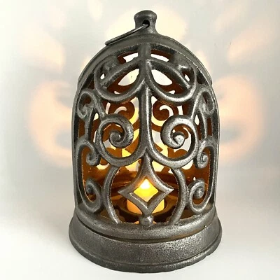 Vintage Heavy Cast Iron Tea Light Candle Lantern - Image 1 of 4