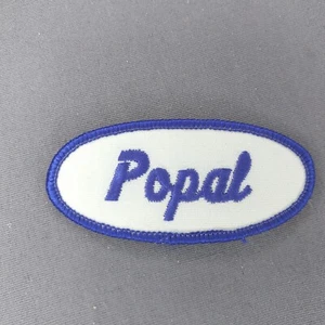 'Popal' 3 Zoll x 1,5 Zoll Oval Blau Weiß Namensschild Aufnäher - Bild 1 von 2