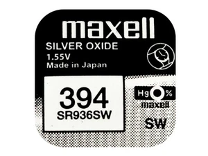 Maxell 394 Pila Batteria Orologio Mercury Free Silver Oxide SR936SW Japan 1.55V - Imagen 1 de 1