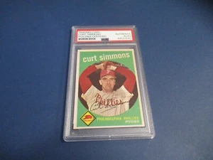 Curt Simmons Phillies Autographed Signed 1959 Topps Card #382 PSA Slab - Picture 1 of 9