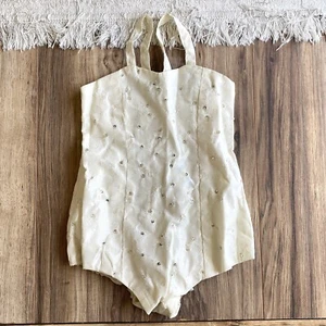 Vintage 1950s 50s Kids SEQUIN Embroidered Playsuit Romper Jumper Childs Girls - Picture 1 of 6