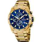 Festina Timeless Chronograph F205412 Mens Gold Stainless Blue Analog Dial Watch