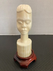 AFRICAN HAND CARVED FEMALE BUST CIRCA 4 1/2" HIGH - Picture 1 of 5