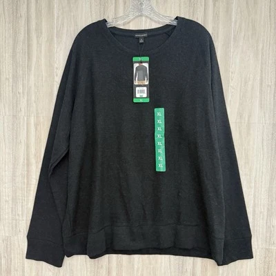 Banana Republic Waffle Crew Sweatshirt Men’s XL Long Sleeve Charcoal Gray Preppy - Image 1 of 4