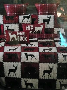 Virah Bella - Stitched Forest Vermillion - Lightweight Reversible Quilt Set F/Q - Picture 1 of 3