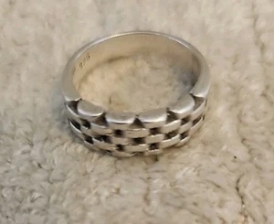 Anello a catena vintage, argento sterling, fascia a catena, misura 8,5, 5,2 grammi - Foto 1 di 3