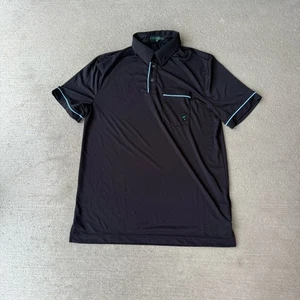 Extracurricular Men’s Polo Shirt Medium Black Blue Trim Athletic Stretch - Picture 1 of 5