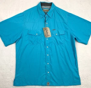 Rafter C Outdoors Performance Short Sleeve Pearl Snap Blue Western Shirt Mens L - Picture 1 of 12