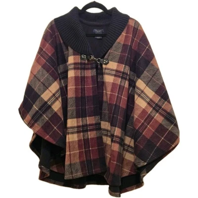 Capa/poncho Rachel Roy negro/a cuadros Foto 1 de 4