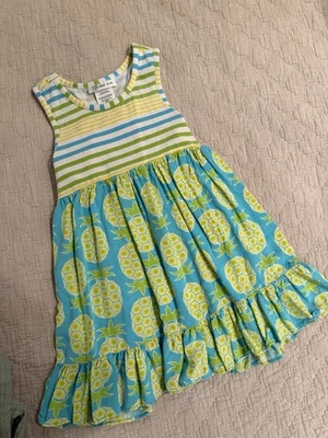 Vestido Bonnie Jean para niñas, talla 5, azul y verde lima con detalle de lazo en la espalda, piña Foto 1 de 4