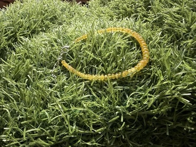 天然黄色蓝宝石手链 7 英寸光滑圆形珠纯银 — 第 1/4 张图片