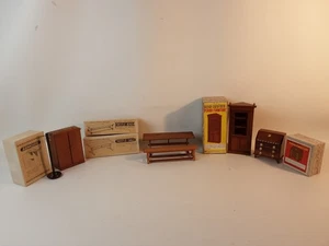 Vintage Wooden Dollhouse Furniture Lot 6 Pcs Shackman 1:12 JAPAN  - Picture 1 of 15