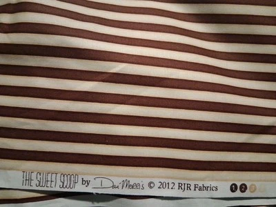 RJR FABRICS Brown Beige Stripes "Sweet Shop" Dan Morris Cotton Fabric 44" X 36"