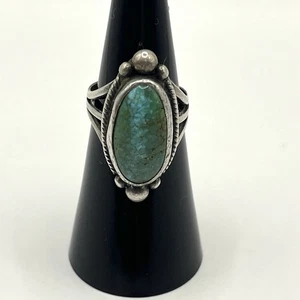Navajo Signed Cortez H VS Sterling Silver Turquoise Ring Size 5.5 - Picture 1 of 14