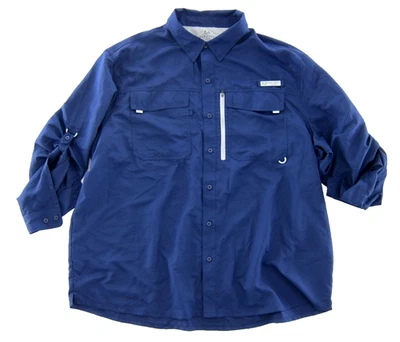 Realtree Navy Blue Fishing Vented Zip Pocket Long Sleeve Shirt Men 3XL - Image 1 of 4