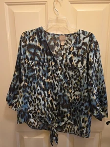 Chicos Animal Print Blouse Size 2 - Picture 1 of 10