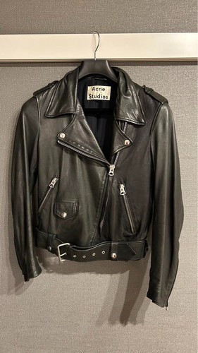 Giacca da motociclista Acne Studios in pelle nera taglia 34 (EU XS) USATA