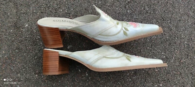 Mules Sabots San Marina cuir T37 portées une fois - Photo 1/3