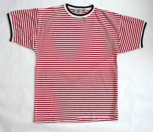 Cape Isle Knitters Herren rot-weiß gestreiftes Kurzarm Baumwollhemd M - Bild 1 von 3