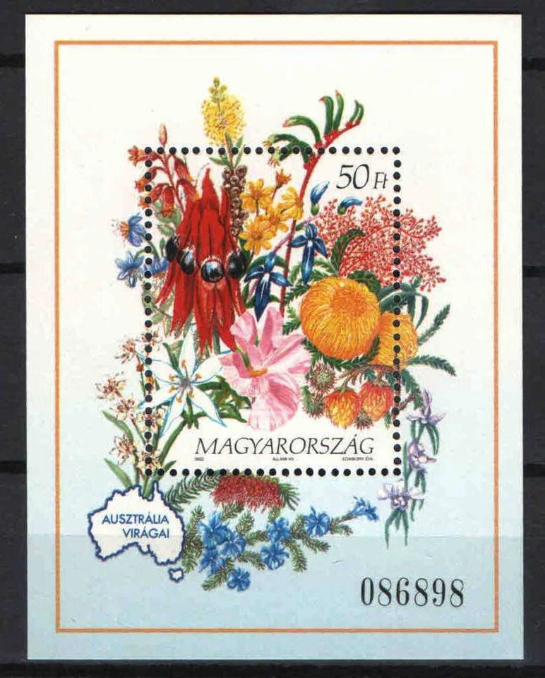 Hungría 1992. Hoja Flores de Australia MNH (**) Mi.: Bloque 223. Foto 1 de 1