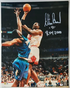 Foto firmada por la marca Elton con 42 ROY 2000 inscripción 16x20 Chicago Bulls GA & BAS - Imagen 1 de 4