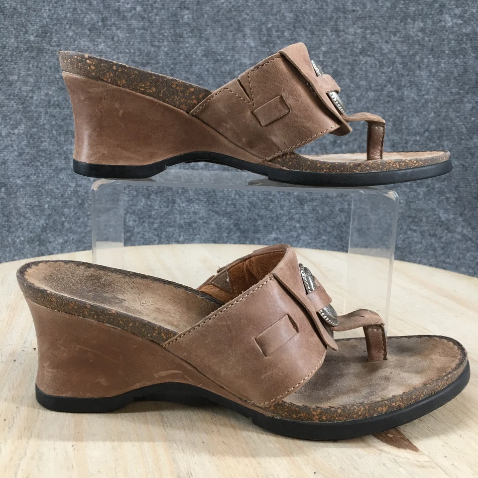 Sandalias Ariat Mujer 7.5 B Vaquera Tanga Cuero Marrón Cuña Tacones Informales 21110 Foto 1 de 4