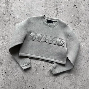 Alexander Wang x H&M Womens Gray Crop Top Sweatshirt Jumper Big Logo Size - M - Picture 1 of 4