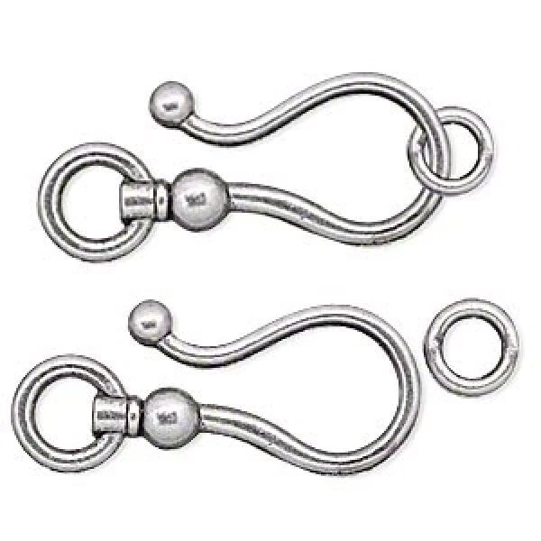 Clasp, 10 Sets Antiqued Silver Plated Pewter Large Shepherd's Hook & Eye Clasps - Image 1 of 1