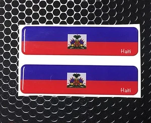 Haiti Flag Domed Decal Emblem Ayiti flag Car 3D 4"x1" Set of 2 Stickers - Foto 1 di 6