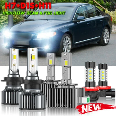 For Volvo S80 2008-2010 2011 2012 2013 LED Headlight+ Fog Light Bulbs Combo 6pcs - Image 1 of 4
