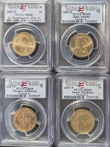 Set of Four 2007-P U.S. Presidential $1 Dollars PCGS MS68 Satin Finish Pos A - Bild 1 von 2