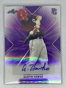 2021 LEAF PERFECT GAME PURPLE PAPER REFRACTOR AUSTIN HAWKE RC AUTO # 1/1