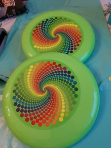 New! Lot of 6 Green Spiral 9” Flying Disc Pet Play Sports Swirl Frisbee  - Picture 1 of 4