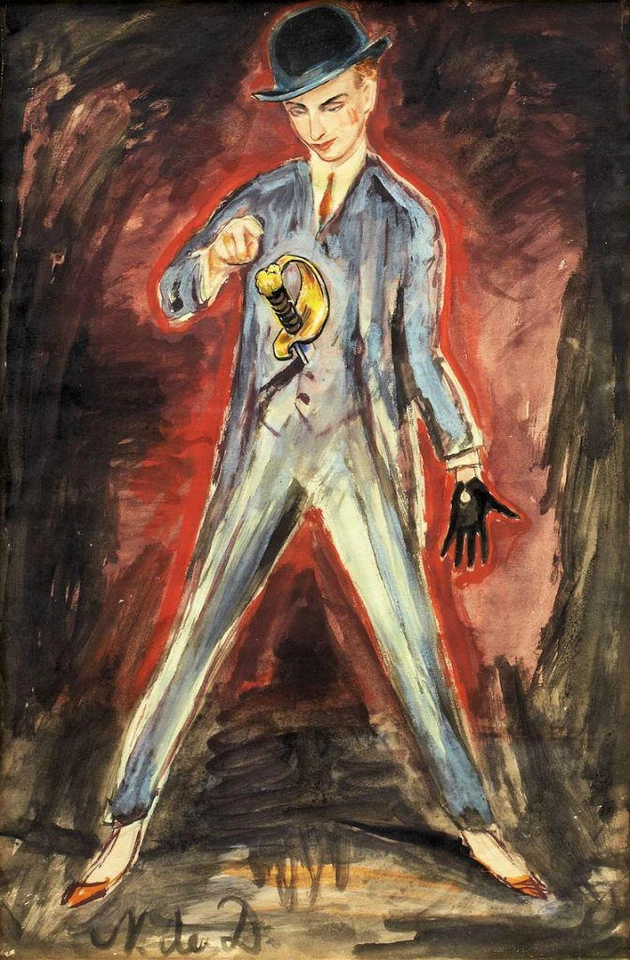 Dandy with Sword : Nils Dardel : 1922 – Expressionist Swedish Modernist Print - Image 1 of 1