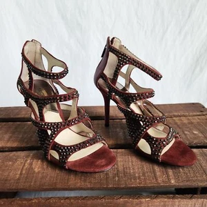 Michael Kors Shala Sandal Womens 5.5 Open Toe Red/Maroon Heals - Picture 1 of 9